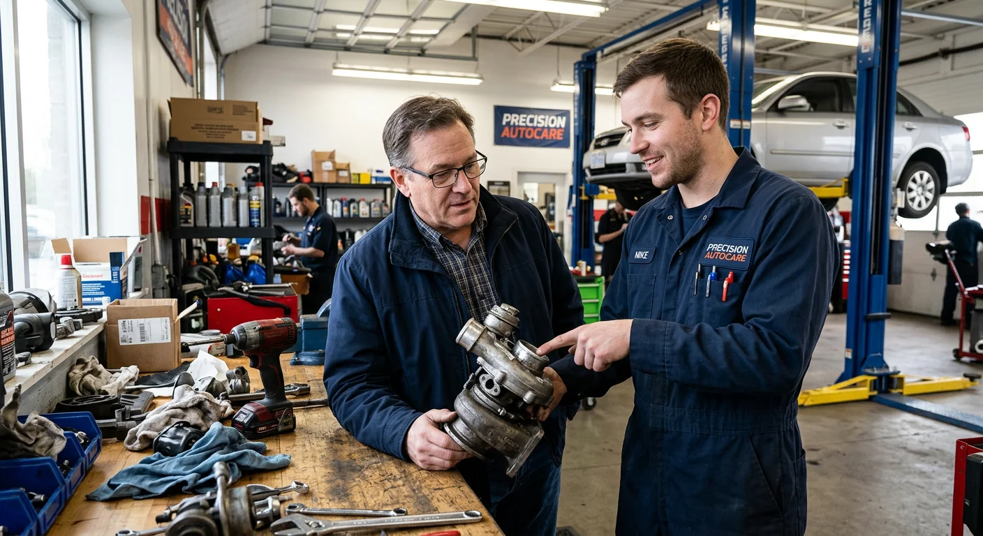 Customer inspecting a used engine at a South African scrap yard before purchase