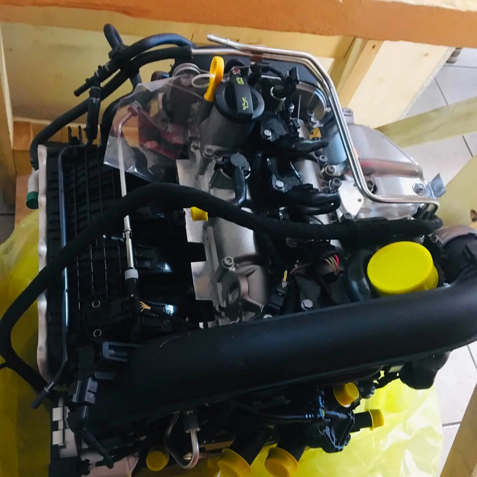 VW/Audi TSI engine crated with intercooler and wiring loom at Mereves Auto Spares, Kempton Park
